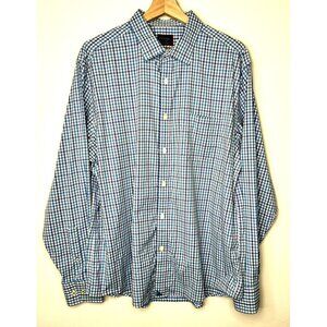 UNTUCKit Mens Button Up Shirt Lehman Long Sleeve Blue Plaid Check Size X-Large